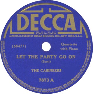 Decca Label-Let The Party Go On-The Cabineers-1941