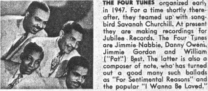 Four Tunes Bio Clipping From 1950's