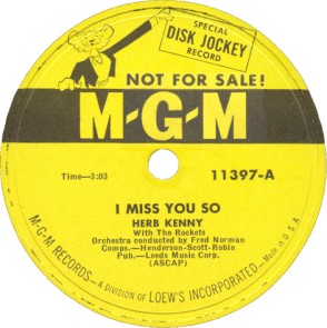 MGM Label-I Miss You So-1953