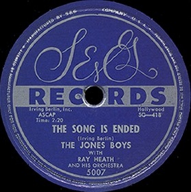 S&G Label-The Song Is Ended-Jones Boys-1954